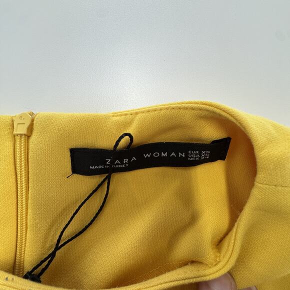 Zara Woman Dress Womens Extra Small Yellow Bell Sleeve Shift Mini - Picture 5 of 9